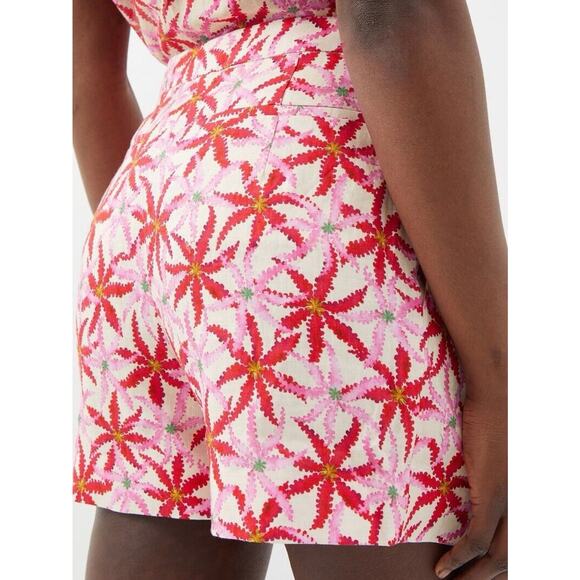 SALONI Tailored Linen Shorts Starfish Print US 6 UK 10 - Picture 1 of 13